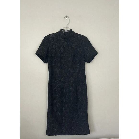Carmen Marc Valvo Signature Size 6 Beaded Lace Black Dress Evening Cocktail - Picture 1 of 12